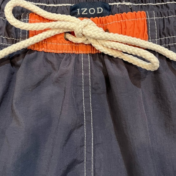 🏝️ Izod Swim Trunks | Navy Blue | Lined | Drawstring Waist | Men's Size 2X - Picture 5 of 11